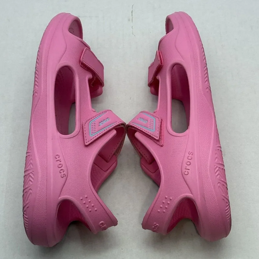Crocs Youth Sz4 Swiftwater River Expedition PINK  Slip-On Hook Loop Water Sandal